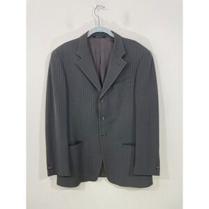ARMANI Collezioni Wool Blend Blazer Mens 40R Brown 3 Button Striped Italy Made